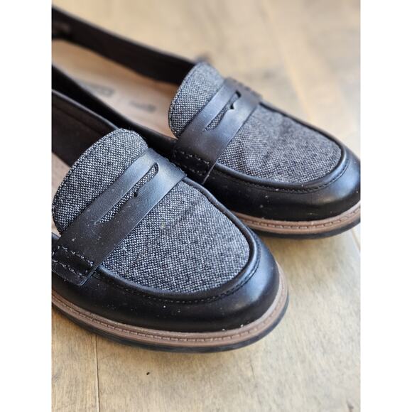 CLARKS Collection Griffin Milly Penny Loafers Slip-ons Flats - Black Tweed 9 M - Picture 3 of 6